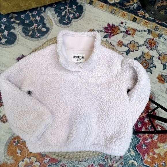 OshKosh pale pink fleece pullover SZ 3T. Snap high neck. Elastic waist - Picture 1 of 10
